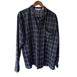 Vintage Jean Paul Germain Classic Navy Checkered Button-Down Shirt Size Large